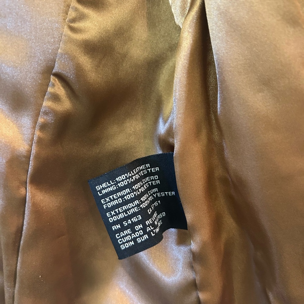 Jessica Simpson Camel 100% Leather Moto Jacket • Size M • Asym Zip - Picture 9 of 9